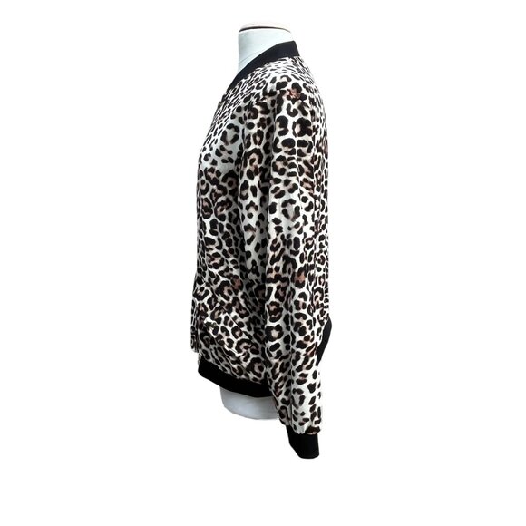 Susan Graver Womens Leopard Cheetah Animal Print Bomber Jacket Size Large - Picture 2 of 9